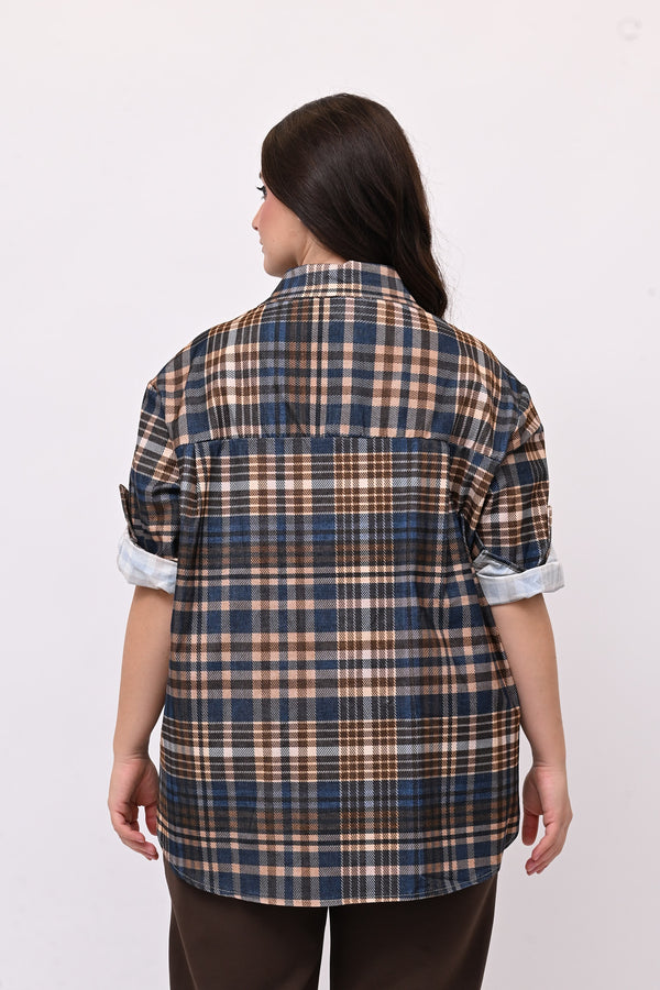 Camicia tartan coda - Blu