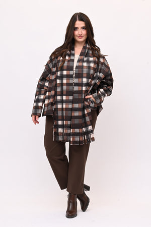 Giacca sciarpa tartan - Burro