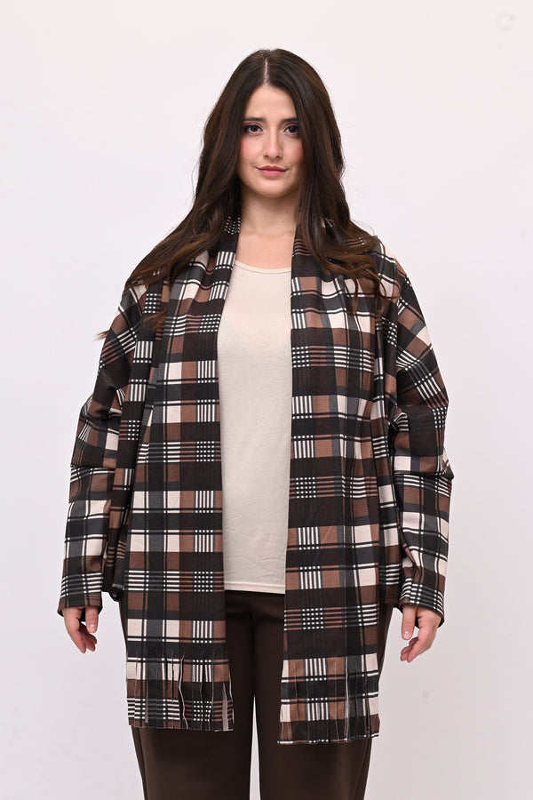Giacca sciarpa tartan - Burro
