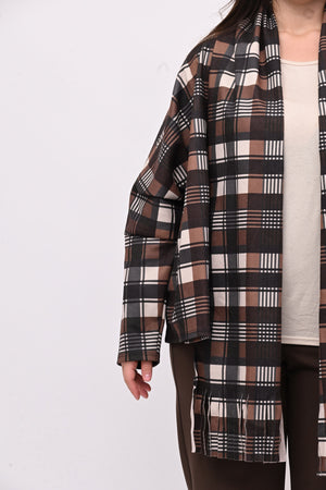 Giacca sciarpa tartan - Burro