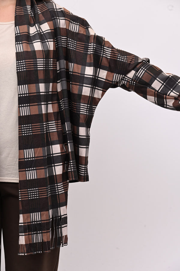 Giacca sciarpa tartan - Burro