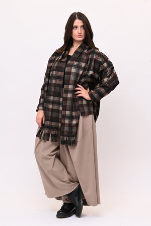 Giacca sciarpa tartan - Moro