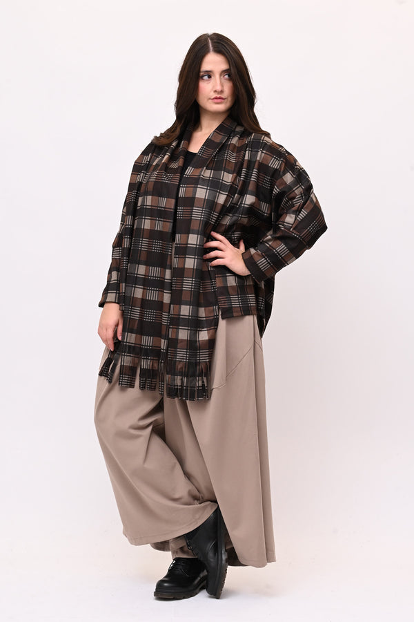 Giacca sciarpa tartan - Moro