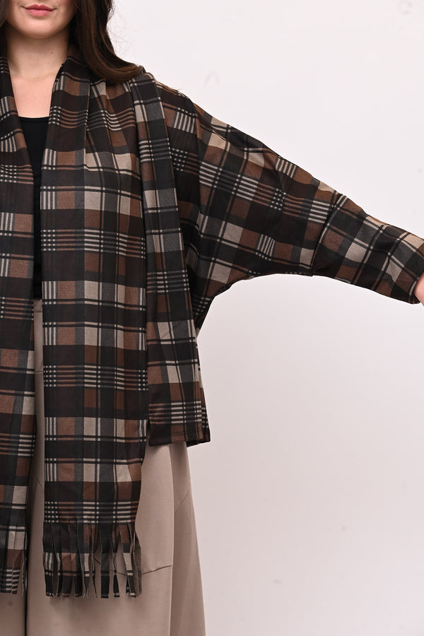 Giacca sciarpa tartan - Moro