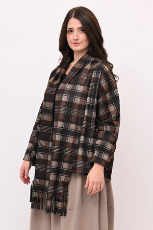 Giacca sciarpa tartan - Moro