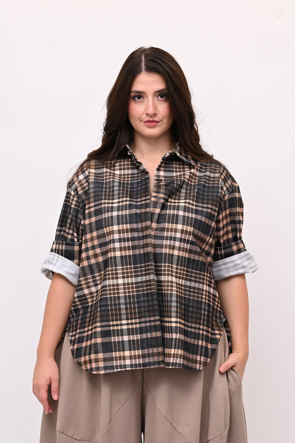 Camicia tartan coda - Nero