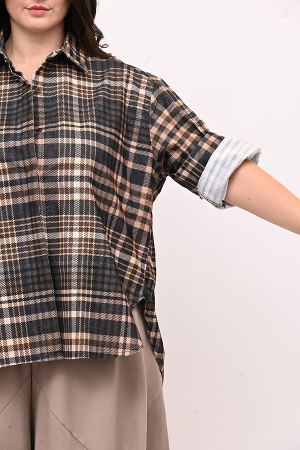 Camicia tartan coda - Nero