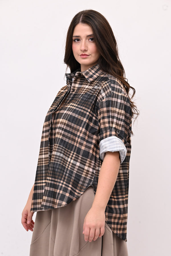 Camicia tartan coda - Nero