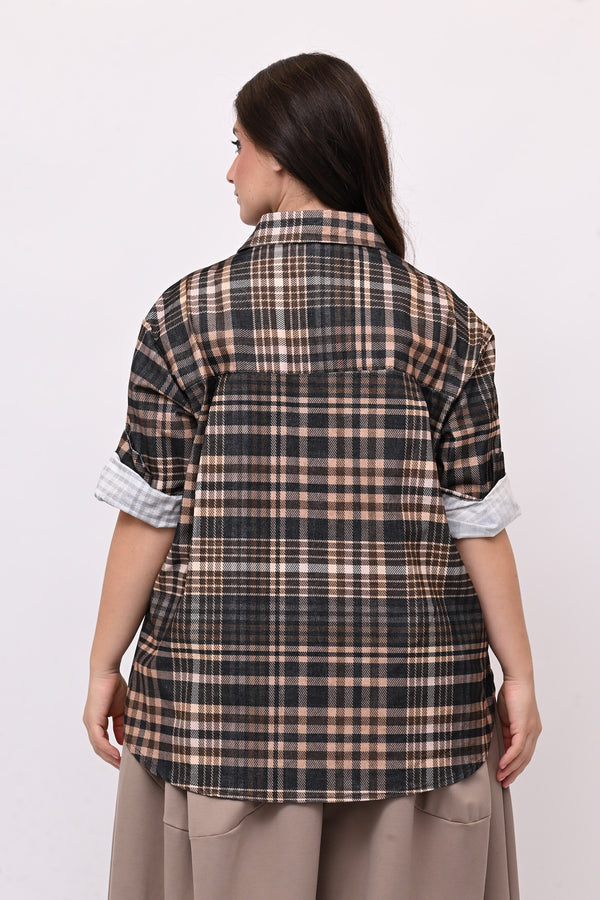 Camicia tartan coda - Nero