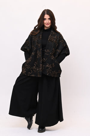 Giacca kimono floccata - Nero