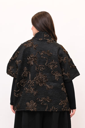 Giacca kimono floccata - Nero