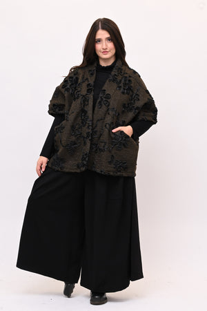 Giacca kimono floccata - Moro