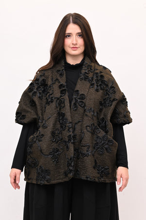 Giacca kimono floccata - Moro