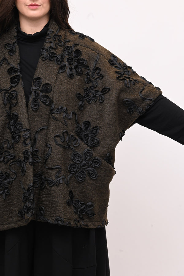 Giacca kimono floccata - Moro