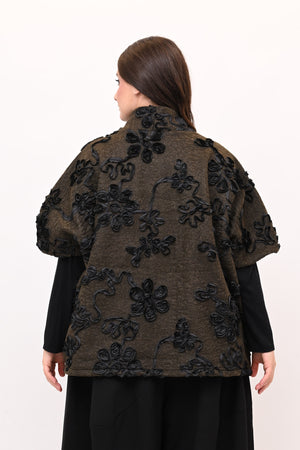 Giacca kimono floccata - Moro