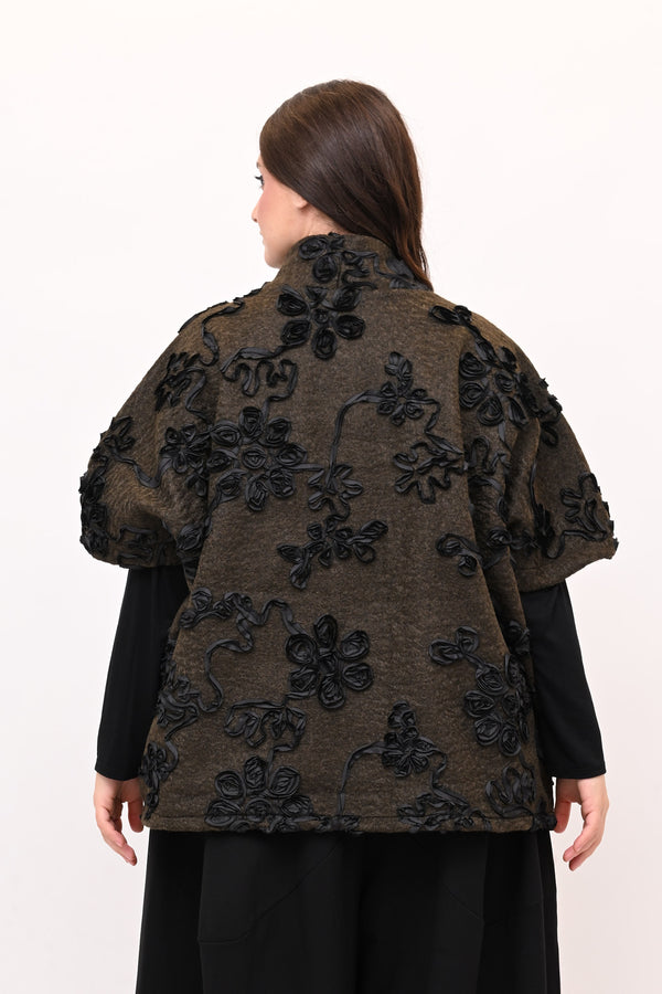 Giacca kimono floccata - Moro
