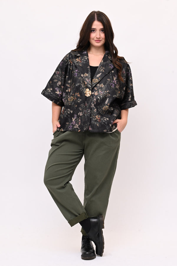 Cappottino crop broccato - Verde bosco