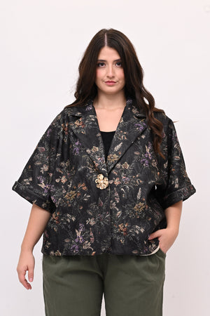 Cappottino crop broccato - Verde bosco