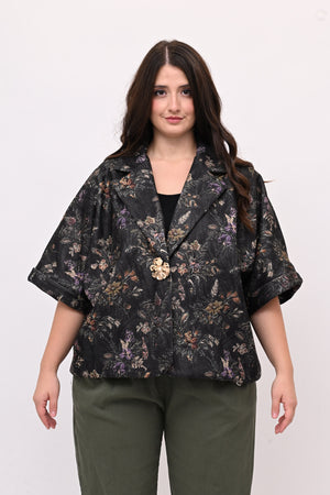 Cappottino crop broccato - Verde bosco