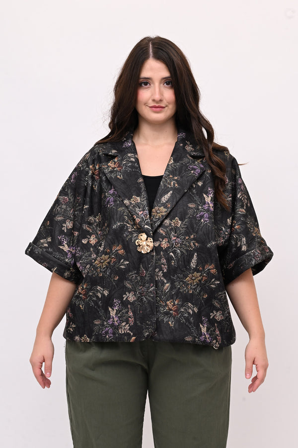 Cappottino crop broccato - Verde bosco