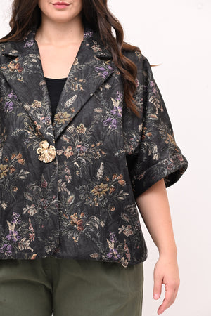 Cappottino crop broccato - Verde bosco