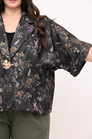 Cappottino crop broccato - Verde bosco