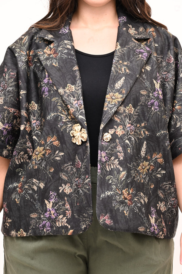 Cappottino crop broccato - Verde bosco