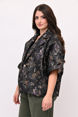 Cappottino crop broccato - Verde bosco