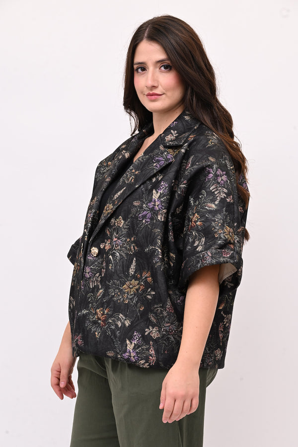 Cappottino crop broccato - Verde bosco