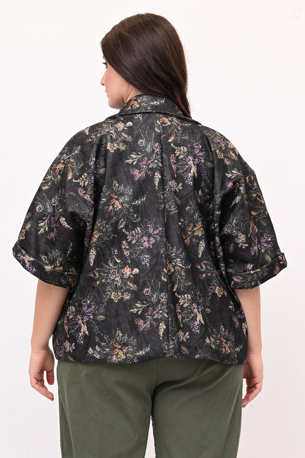 Cappottino crop broccato - Verde bosco