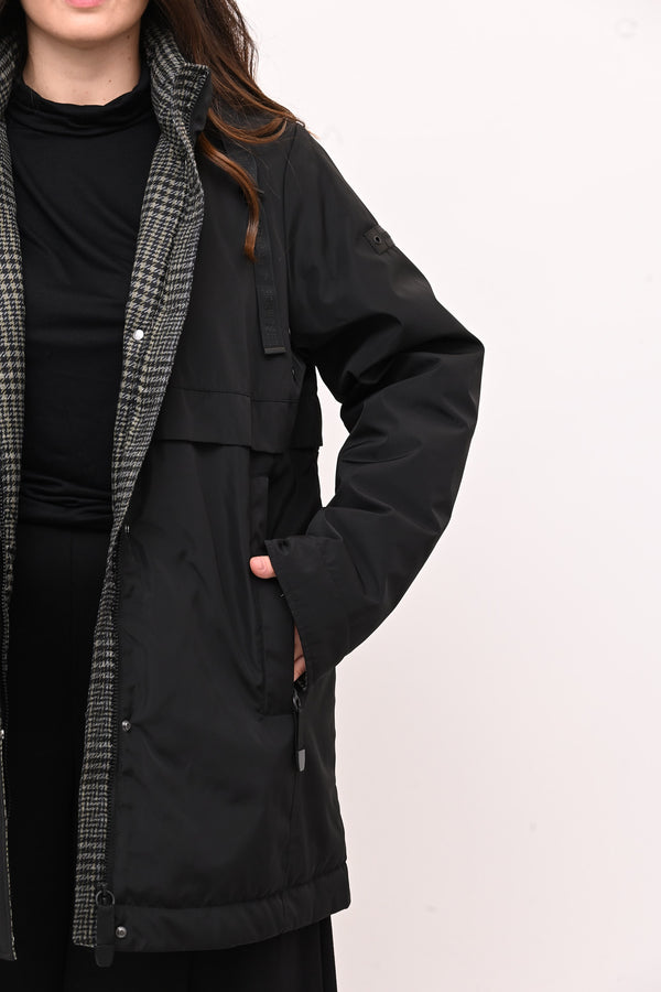 Piumino 3/4 pied de poule - Nero