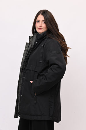 Piumino 3/4 pied de poule - Nero