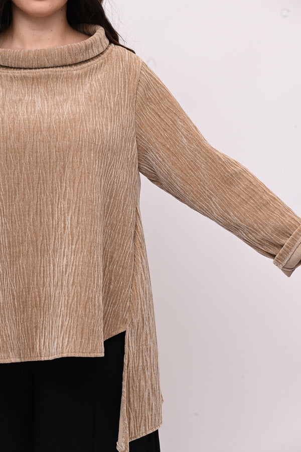 Maglia colletto ciniglia - Vaniglia