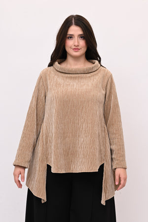 Maglia colletto ciniglia - Vaniglia