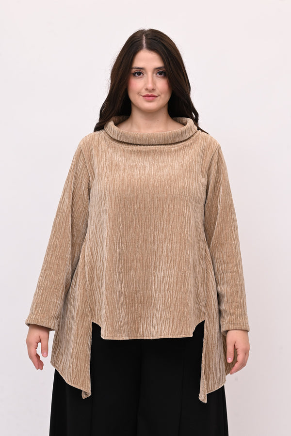 Maglia colletto ciniglia - Vaniglia