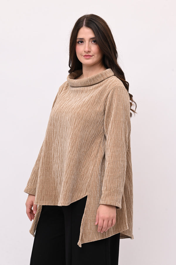 Maglia colletto ciniglia - Vaniglia