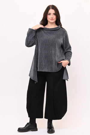 Maglia colletto ciniglia - Grigio piombo