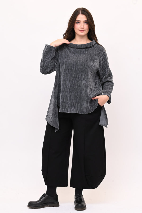Maglia colletto ciniglia - Grigio piombo