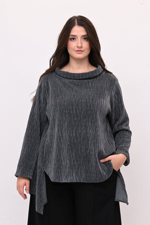 Maglia colletto ciniglia - Grigio piombo