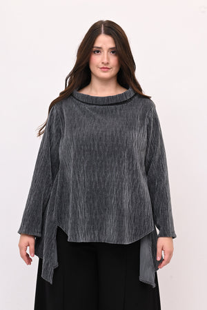 Maglia colletto ciniglia - Grigio piombo