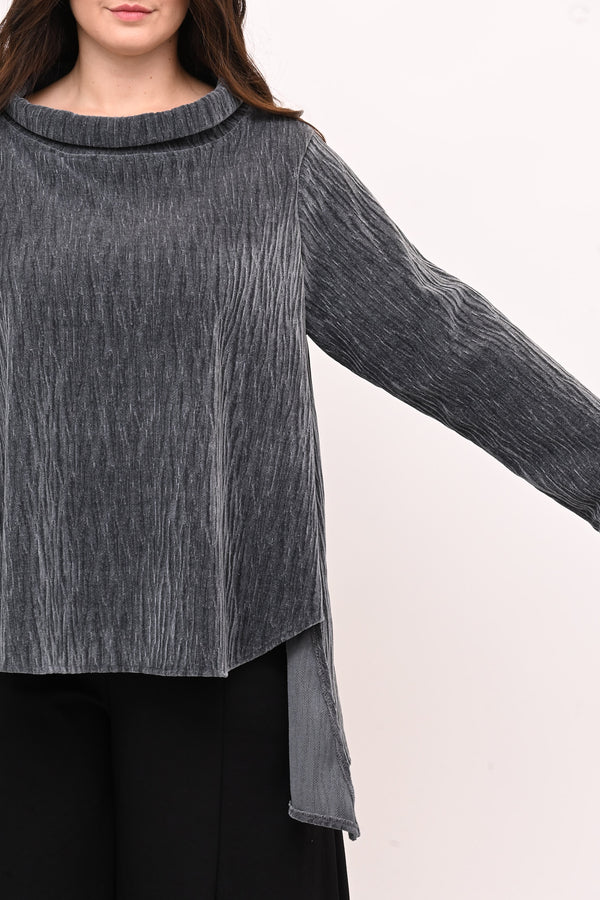 Maglia colletto ciniglia - Grigio piombo