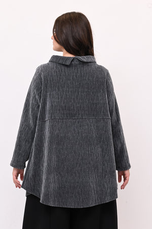 Maglia colletto ciniglia - Grigio piombo