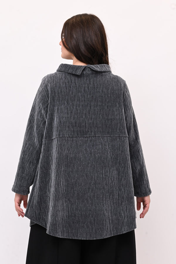Maglia colletto ciniglia - Grigio piombo