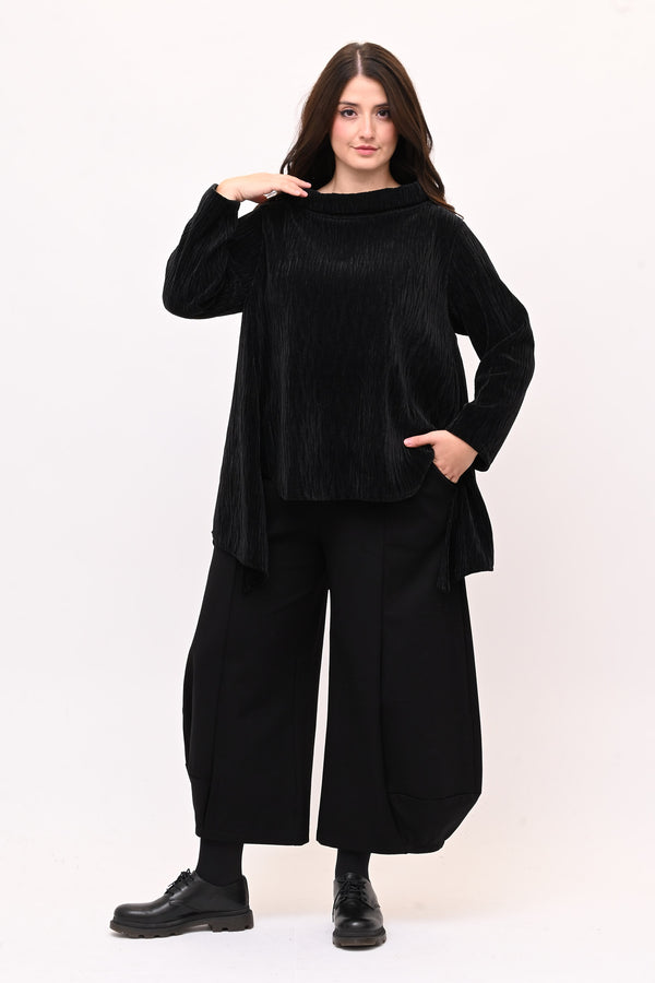 Maglia colletto ciniglia - Nero