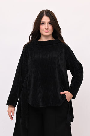 Maglia colletto ciniglia - Nero