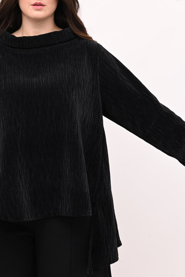 Maglia colletto ciniglia - Nero