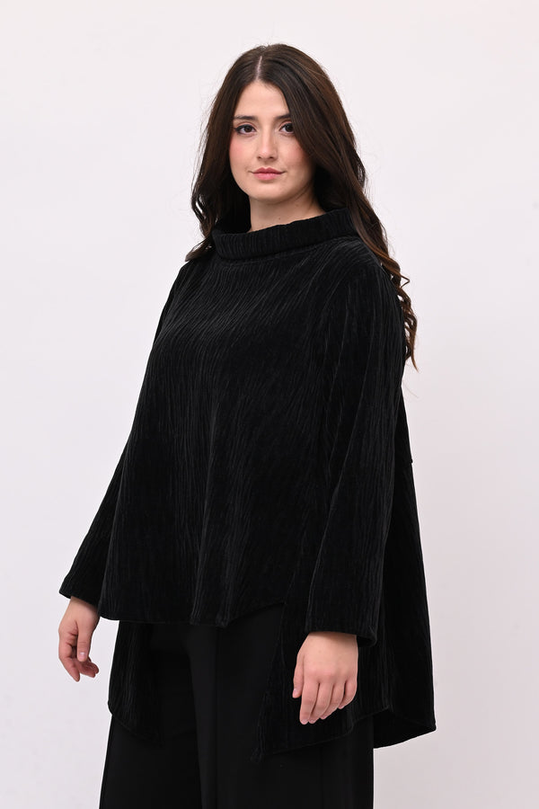 Maglia colletto ciniglia - Nero