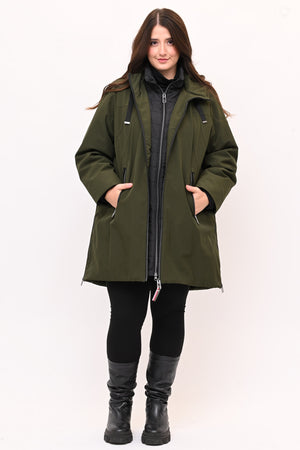 Piumino 3/4 doppio - Verde militare