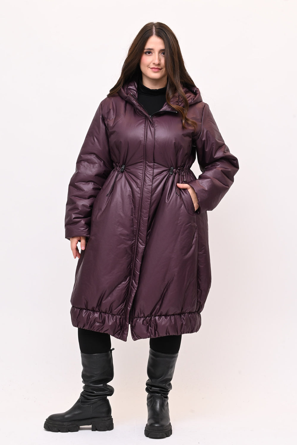 Piumino lungo arriccio - Burgundy