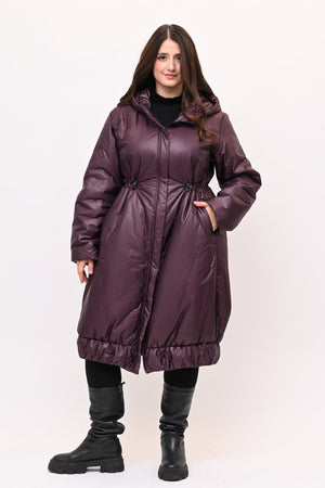 Piumino lungo arriccio - Burgundy